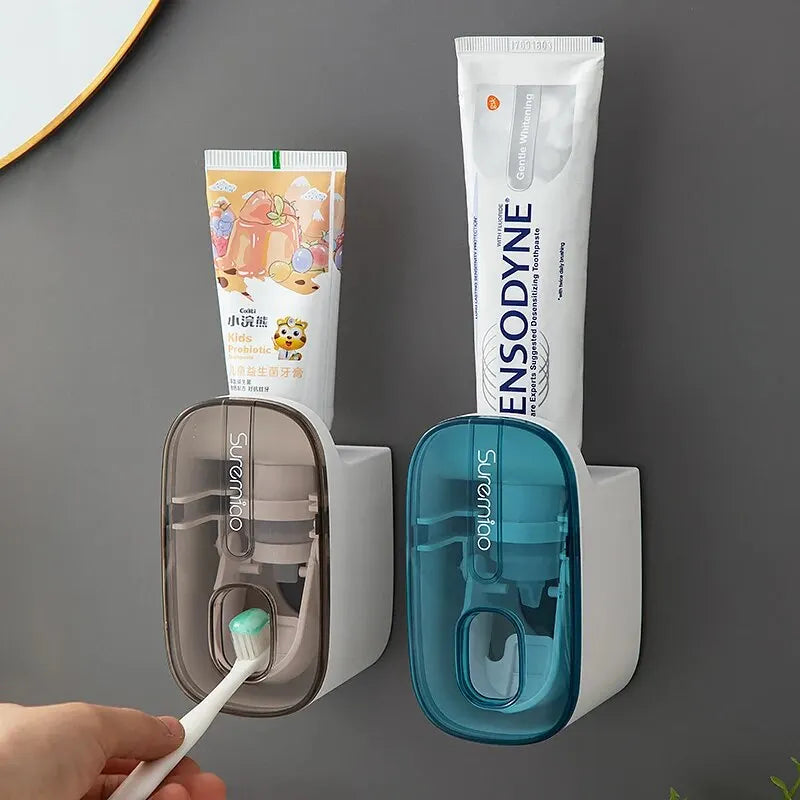 Wall-Mounted Automatic Toothpaste Dispenser Wall-Mounted with Toothbrush Holder Convenience