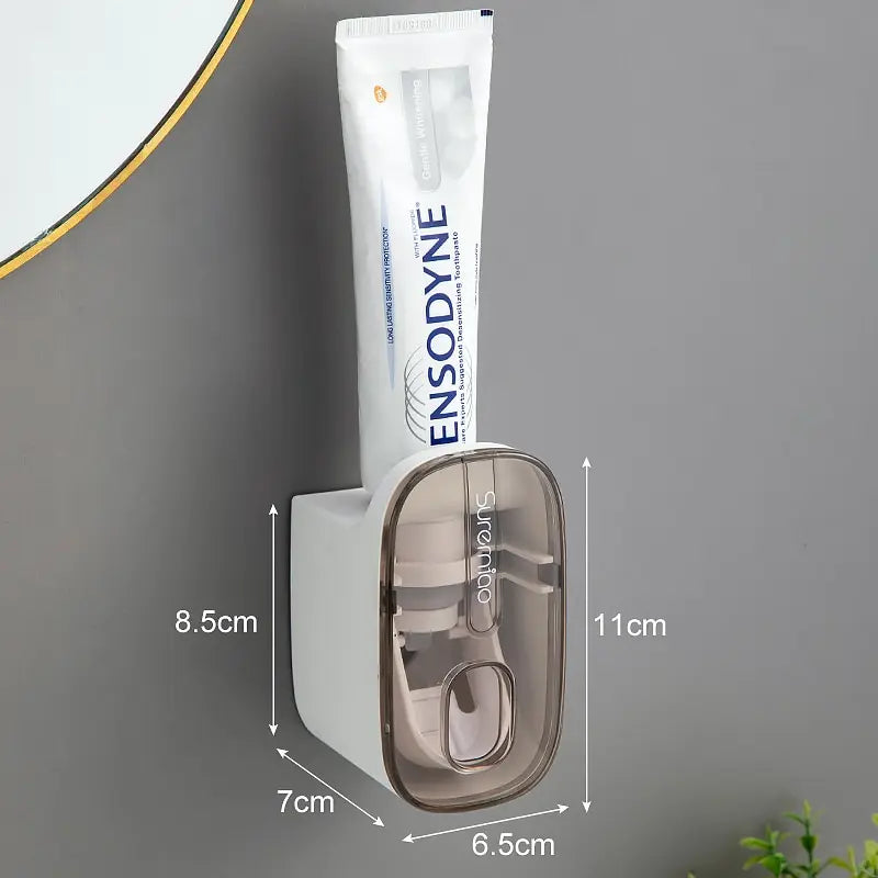 Wall-Mounted Automatic Toothpaste Dispenser Wall-Mounted with Toothbrush Holder Convenience