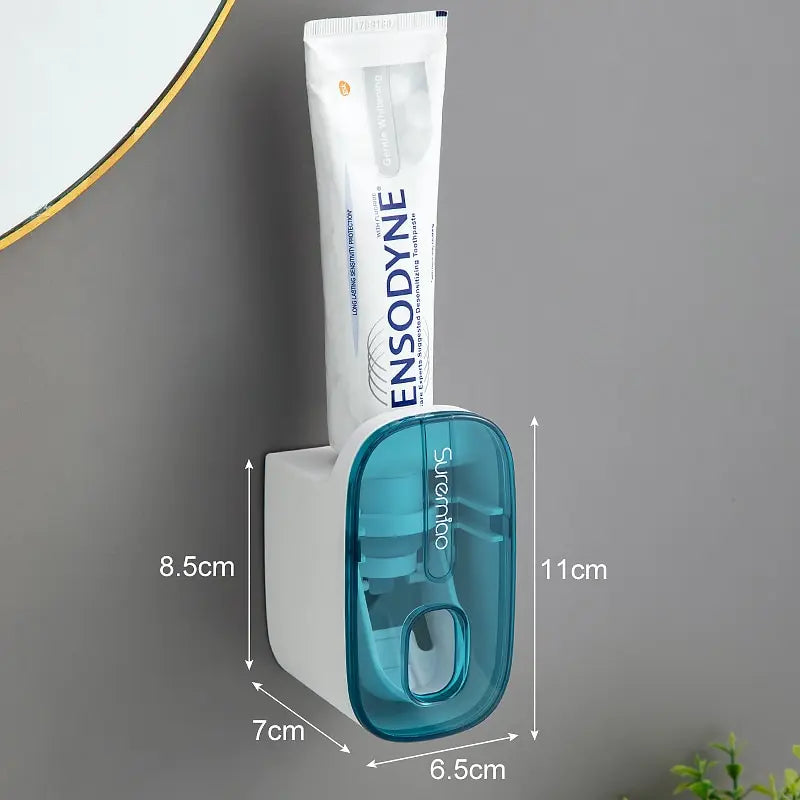 Wall-Mounted Automatic Toothpaste Dispenser Wall-Mounted with Toothbrush Holder Convenience