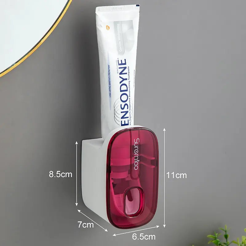 Wall-Mounted Automatic Toothpaste Dispenser Wall-Mounted with Toothbrush Holder Convenience