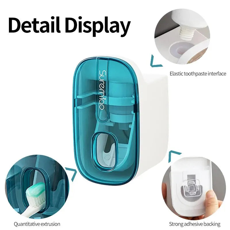 Wall-Mounted Automatic Toothpaste Dispenser Wall-Mounted with Toothbrush Holder Convenience